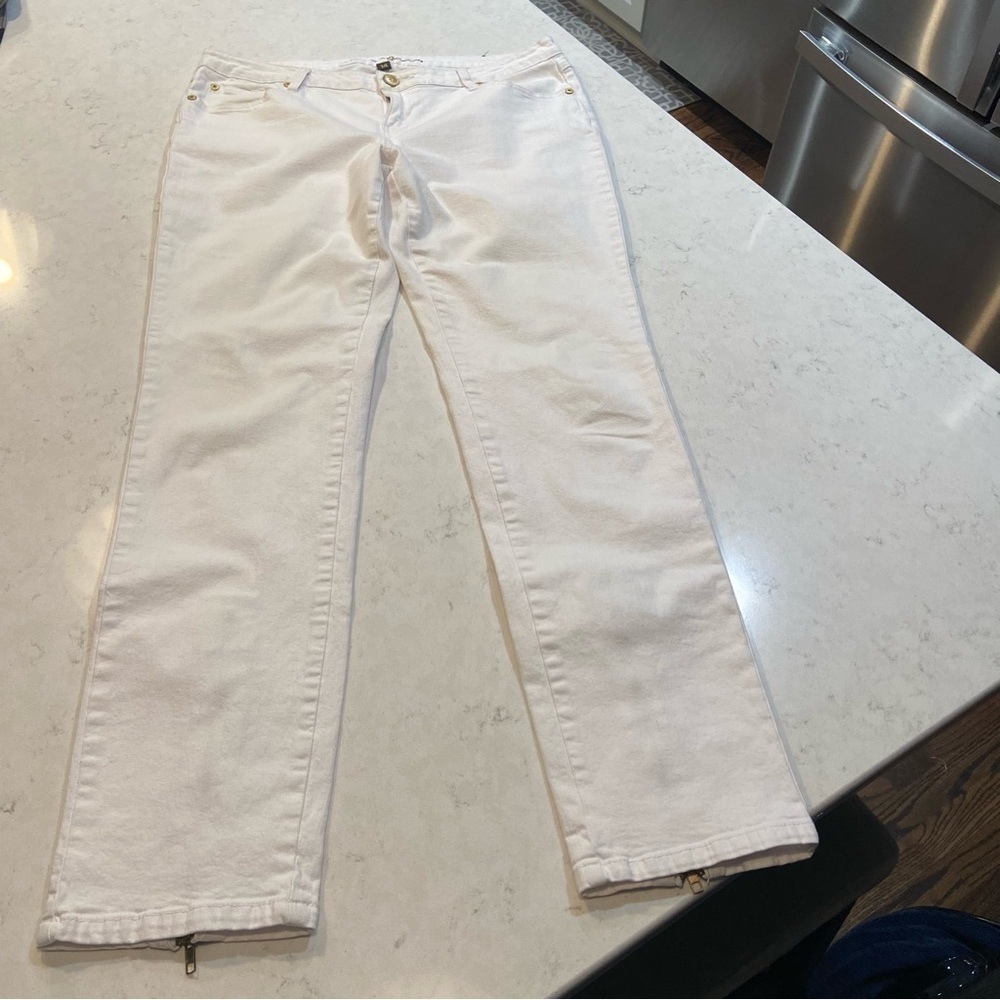 Hudson Vintage Hollywood Los Angeles Women's Sz 14 White  Jeans Ankle Zip - Picture 8 of 15